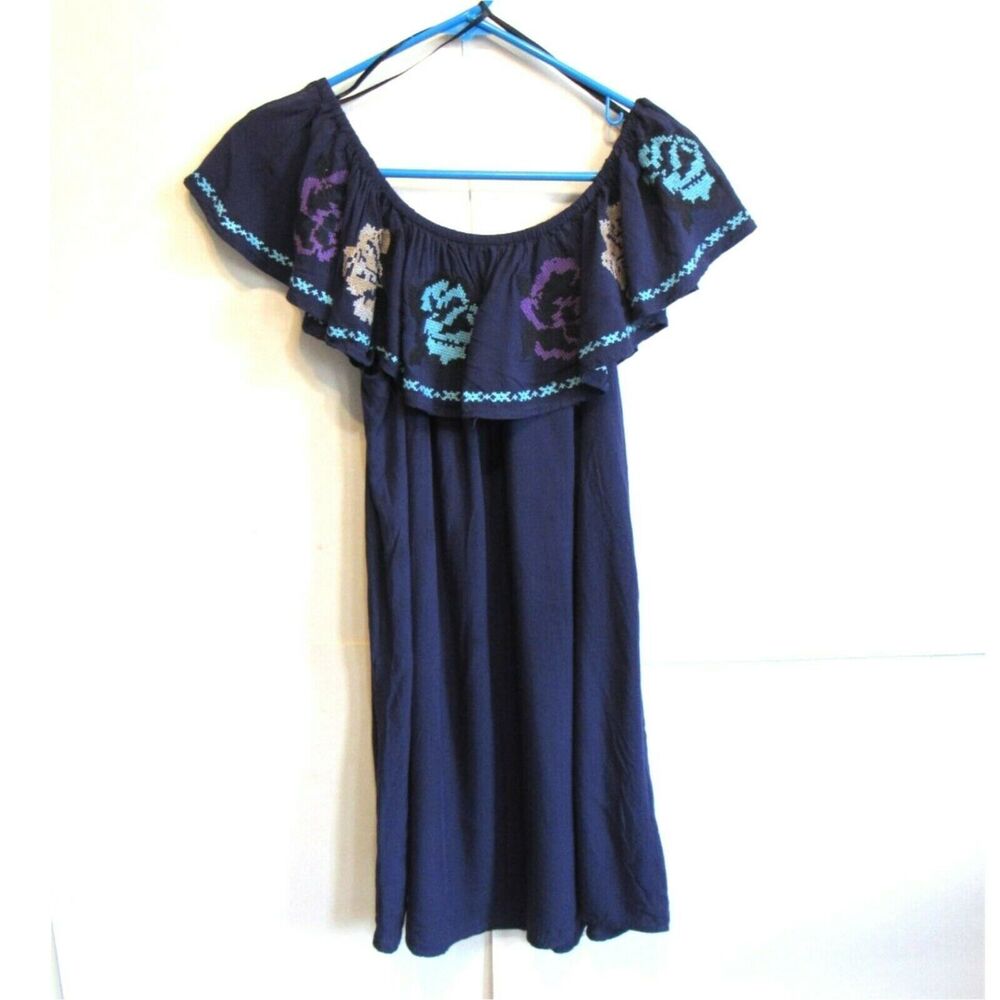 Off Shoulder Top Juniors Sz XL Embroider Lightweight Purple  Floral  Paper Heart